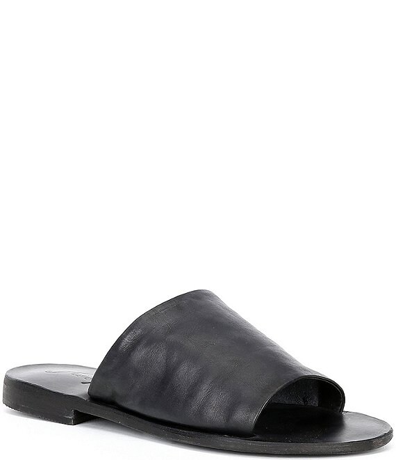 Color:Black - Image 1 - Vicente Leather Slide Sandals