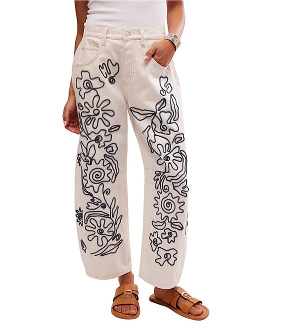 Free store People Floral Embroidered Jeans