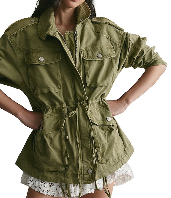 Free People We The Free Marlo Funnel-Neck Long Sleeve Surplus Jacket