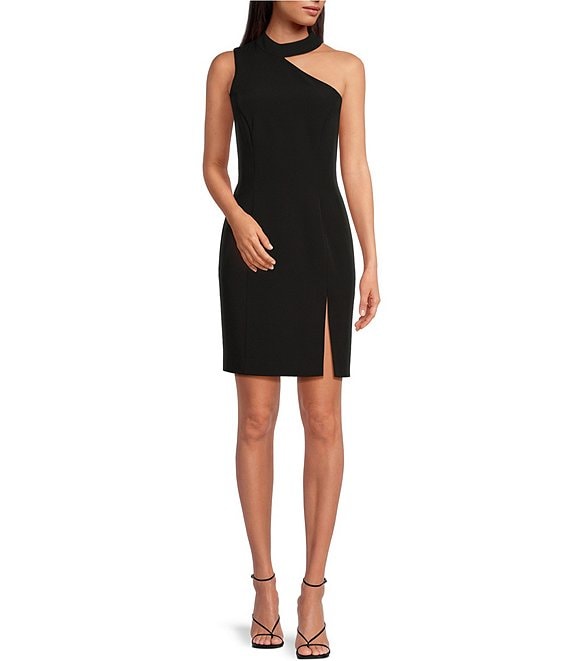 Color:Black - Image 1 - Echo One Shoulder Sleeveless Mini Dress