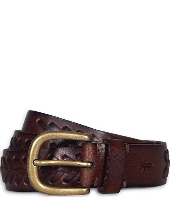 Frye 1.18#double; Woven Leather Belt, Tan - Image 1