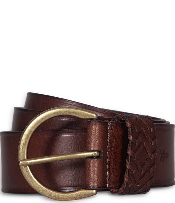 Frye 1.5#double; Woven Keeper Leather Belt, Tan - Image 1