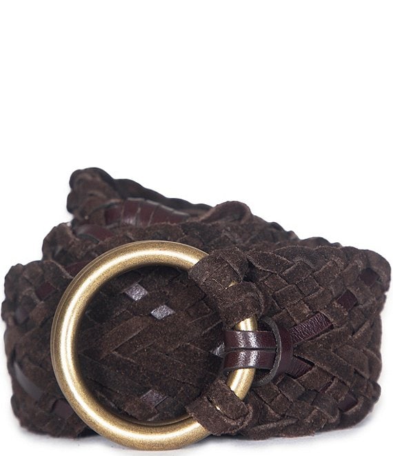 Frye 1.96#double; Woven Fringe Leather Belt