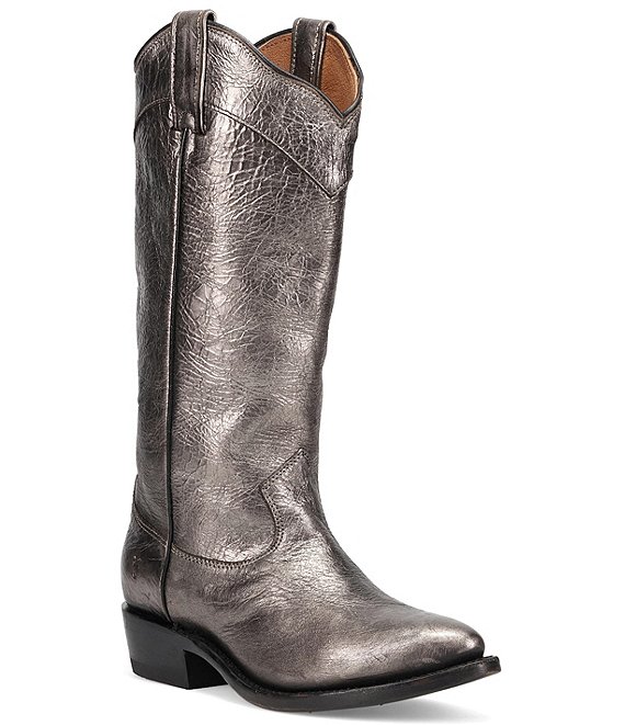 Color:Metallic Dark Pewter - Image 1 - Billy Daisy Pull-On Leather Western Boots