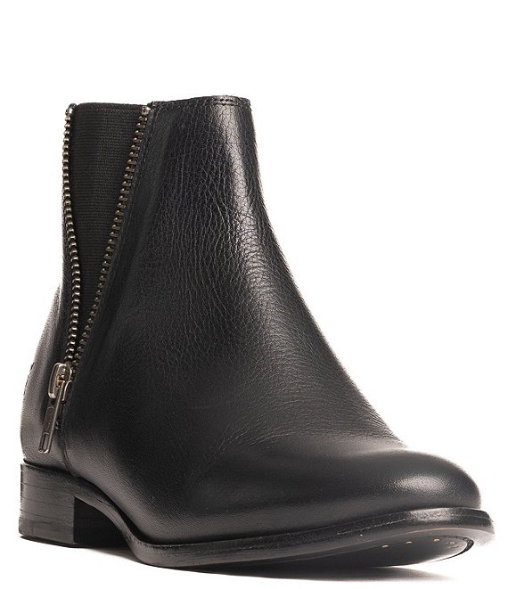 Color:Black - Image 1 - Carly Zip Chelsea Leather Booties