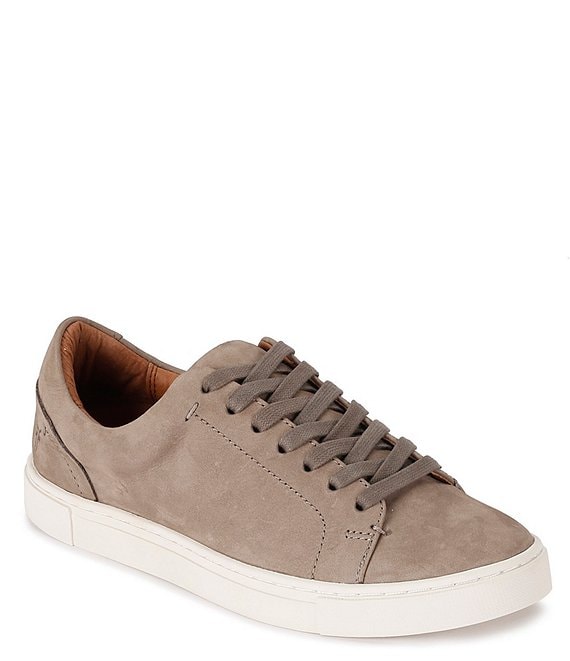 Color:Grey - Image 1 - Ivy Low Lace-Up Nubuck Leather Sneakers
