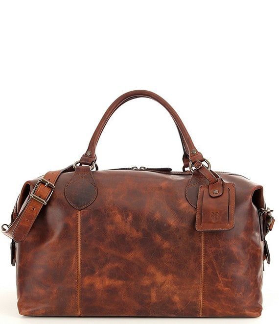 Color:Cognac - Image 1 - Logan Overnight Leather Weekender Duffle Bag