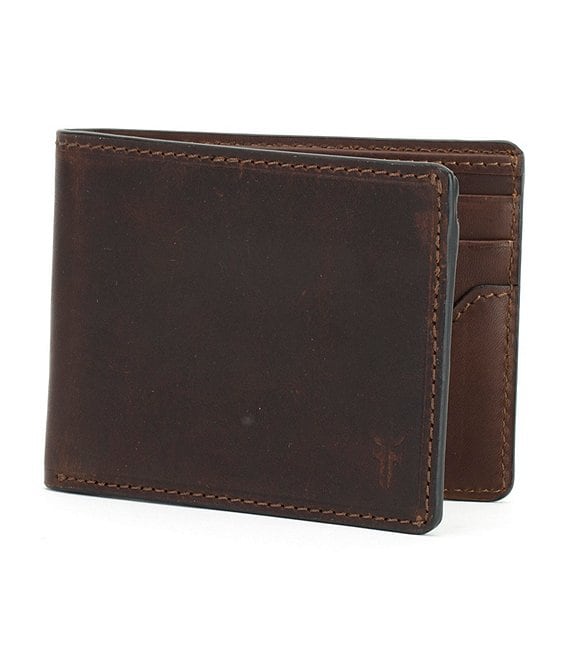 Color:Dark Brown - Image 1 - Logan Slim ID Leather Billfold Wallet