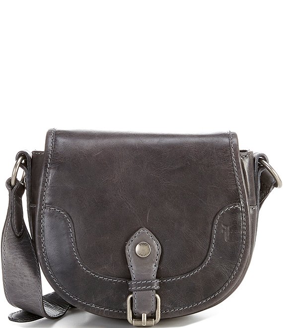 Color:Carbon - Image 1 - Melissa Button Pull-Up Leather Saddle Bag