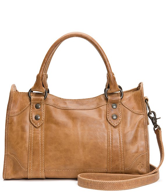 Color:Beige - Image 1 - Melissa Washed Leather Satchel Bag