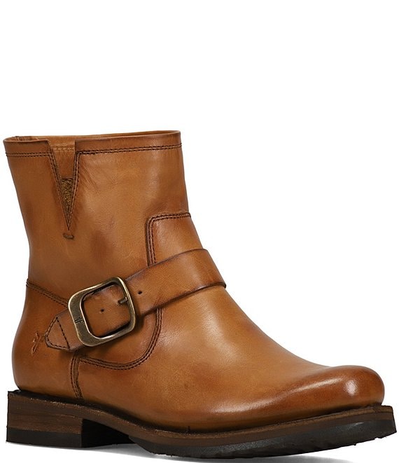 Frye Veronica Flex Leather Buckle Hardware Booties