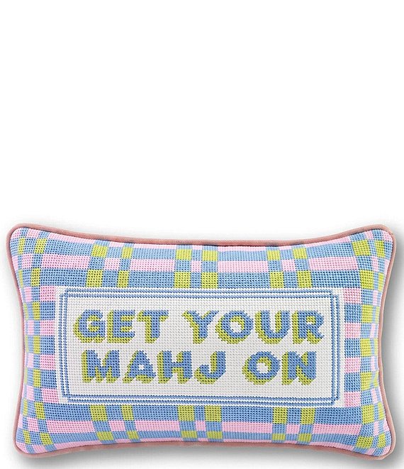 Furbish Get Your Mahj On Needlepoint Pillow