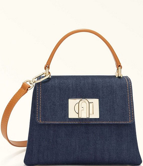 Furla 1927 Denim Mini Top Handle Satchel Bag