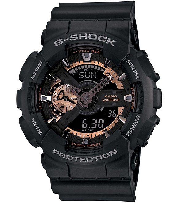 G-Shock XL Ana-Digi Rose Gold Series Black Resin Strap Watch