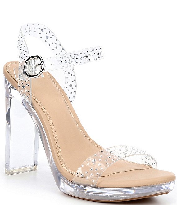 Farrah Perspex Court Clear Heel In Nude Patent | EGO