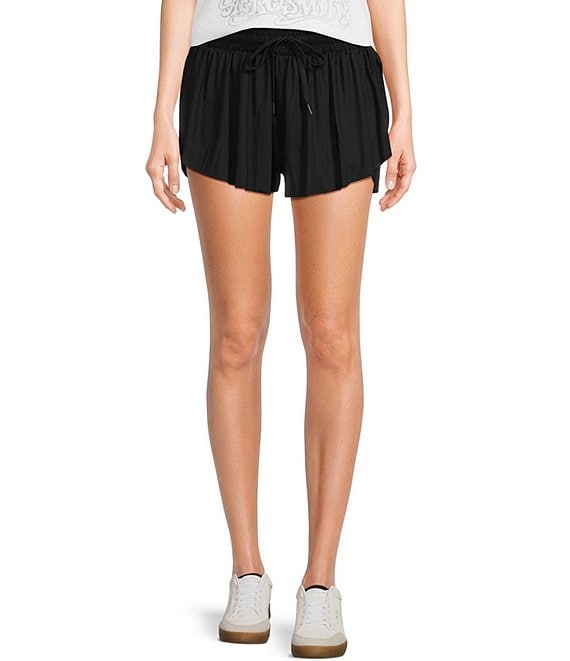 Color:Black - Image 1 - Active Mid Rise Flippy Pull-On Shorts