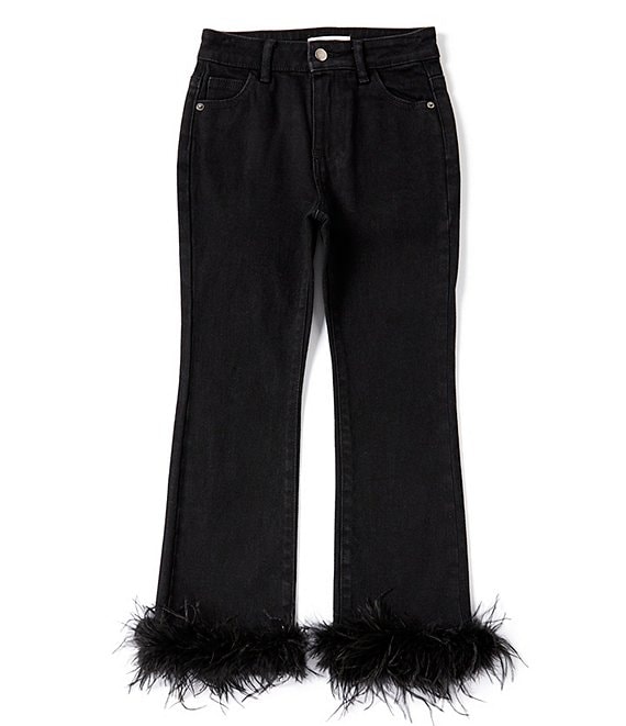 Color:Black - Image 1 - Big Girls 7-16 Feather Denim Jeans