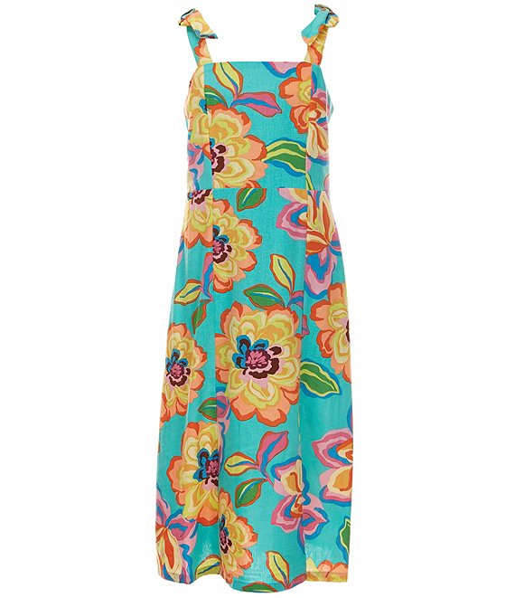 GB Big Girls 7-16 Floral Print Sleeveless Tie Strap Midi Dress | Dillard's