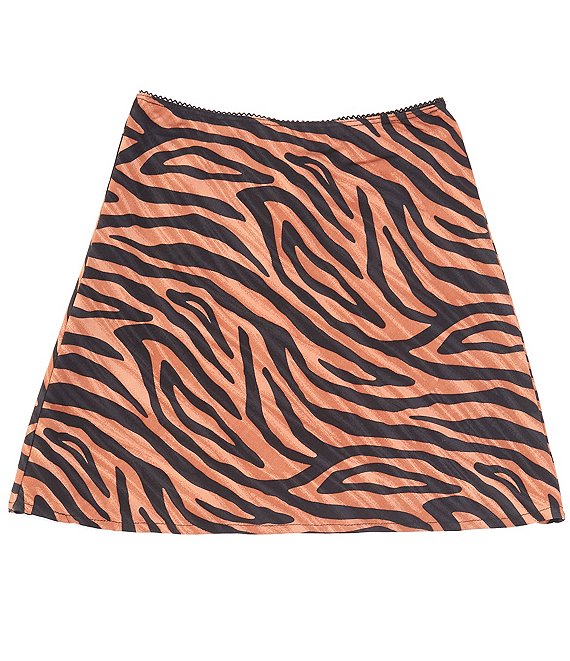 Color:Rust Black - Image 1 - Big Girls 7-16 Animal Print Mini Skirt