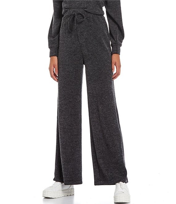 Color:Charcoal - Image 1 - Coordinating High Rise Ribbed Knit Pants
