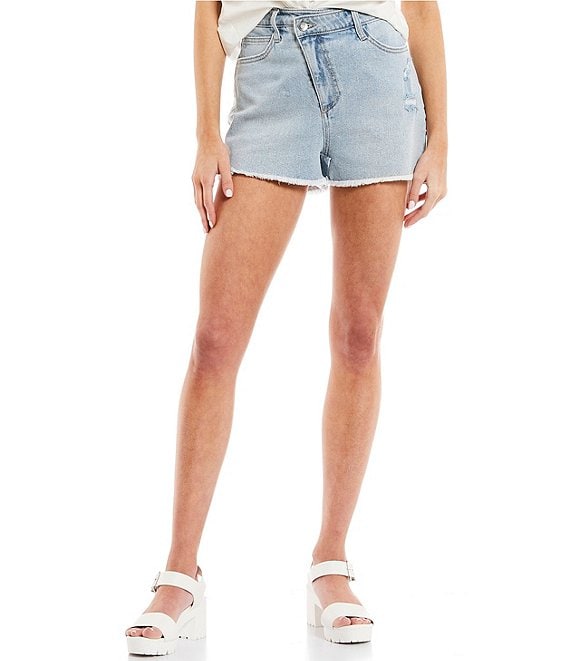 crossover mini shorts with pockets - white