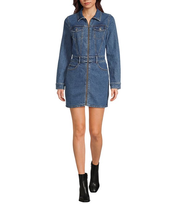 GB Denim Front Zip Mini Dress