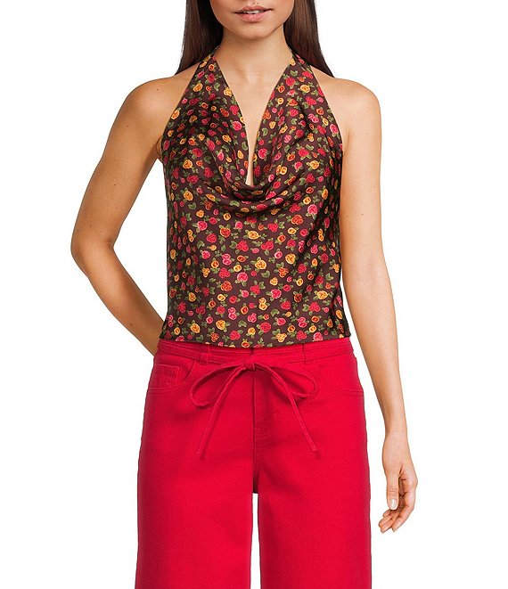 GB Floral Print Tie Back Halter Top