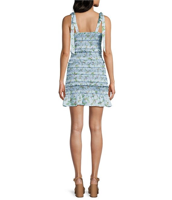 GB Floral Square Neck Smocked Tie Shoulder Bodycon Mini Dress | Dillard's GB Floral Square Neck Smocked Tie Shoulder Bodycon Mini Dress | Dillard's