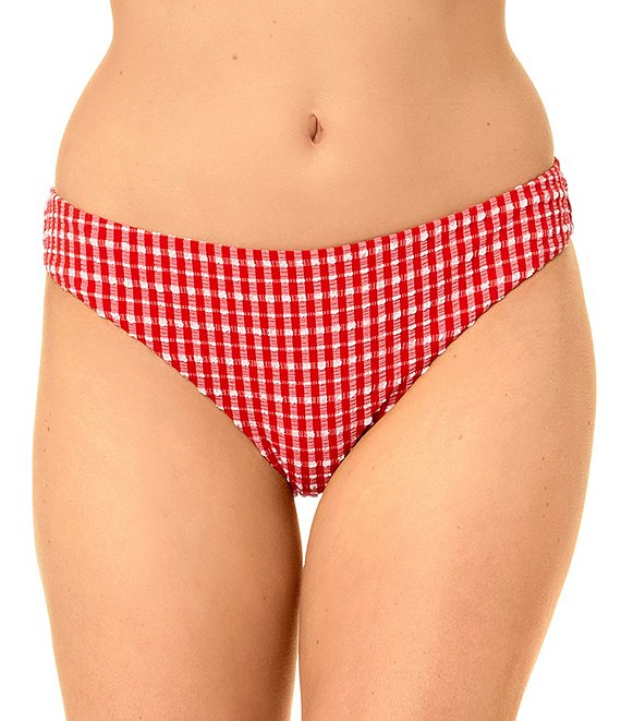 GB Gingham Seersucker Puff Classic Hipster Swim Bottom