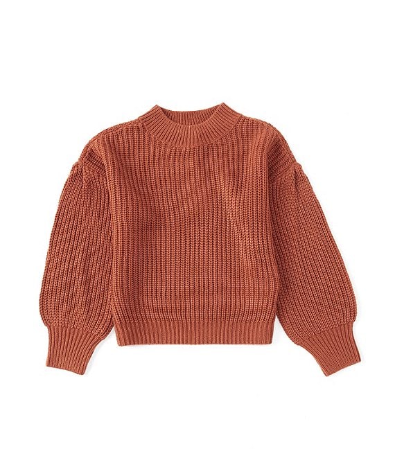 Color:Clay - Image 1 - Big Girls 7-16 Mock Neck Solid Sweater