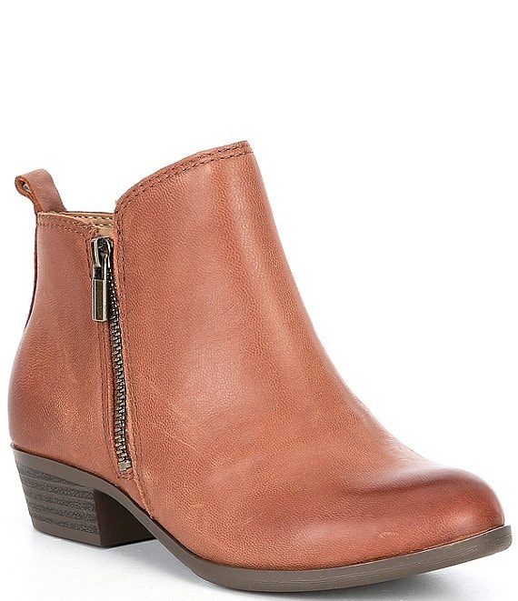Color:Toffee - Image 1 - Girls' Jovi Leather Side Zip Booties (Youth)