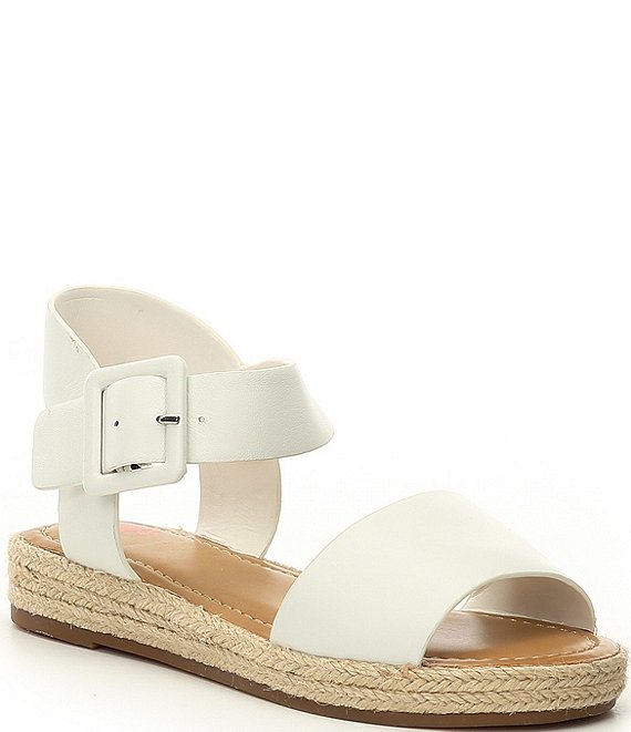 Color:White - Image 1 - Girls' Kaygan-Girl Leather Two-Piece Espadrille Family Matching Sandals (Toddler)