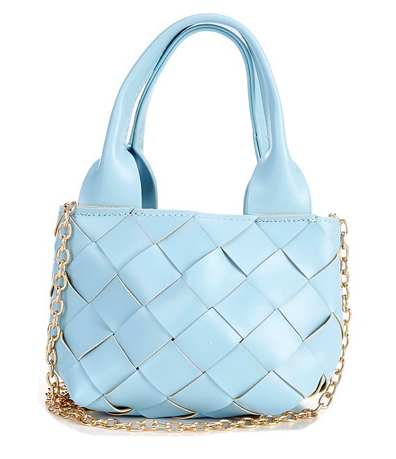 Color:Blue - Image 1 - Girls Square Drawstring Cinch Closure Woven Double Handle Tote