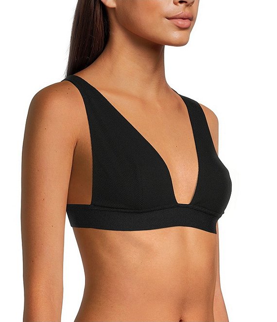 Aerie | Modal Ribbed Triangle Bralette in Black