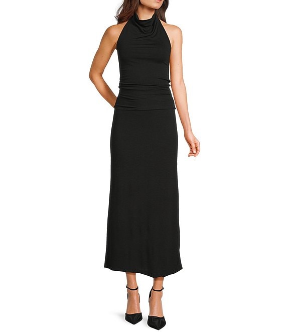 GB GB Knit Ruched Coordinating Halter Top, Black - Image 3