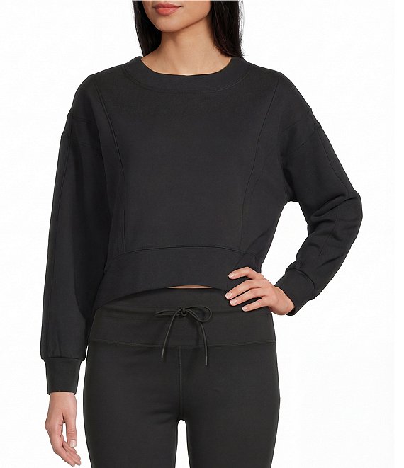 GB Coordinating Knit Side Slit Sweatshirt, Black - Image 1