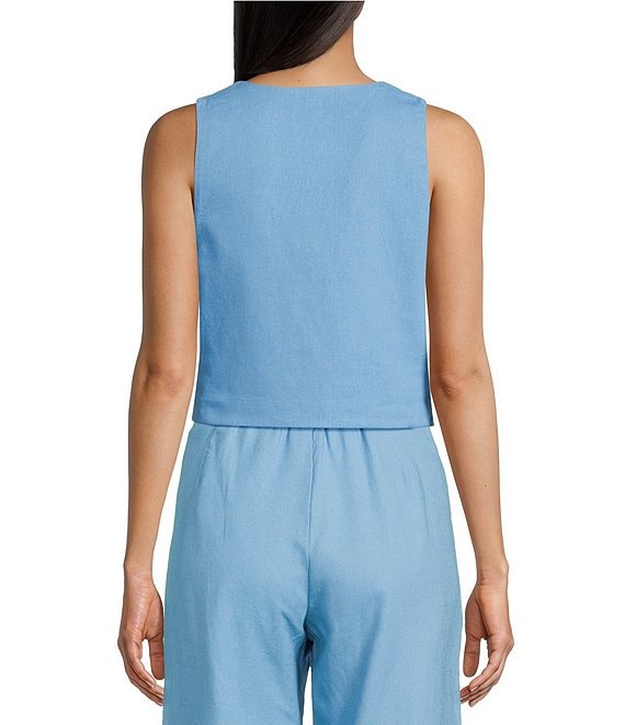 GB Coordinating Linen Blend Vest | Dillard's