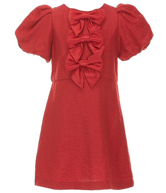 GB Little Girls Bow Front Mini Dress