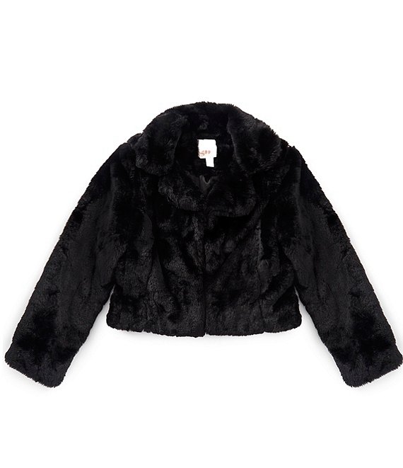GB Little Girls Long Sleeve Faux Fur Coat