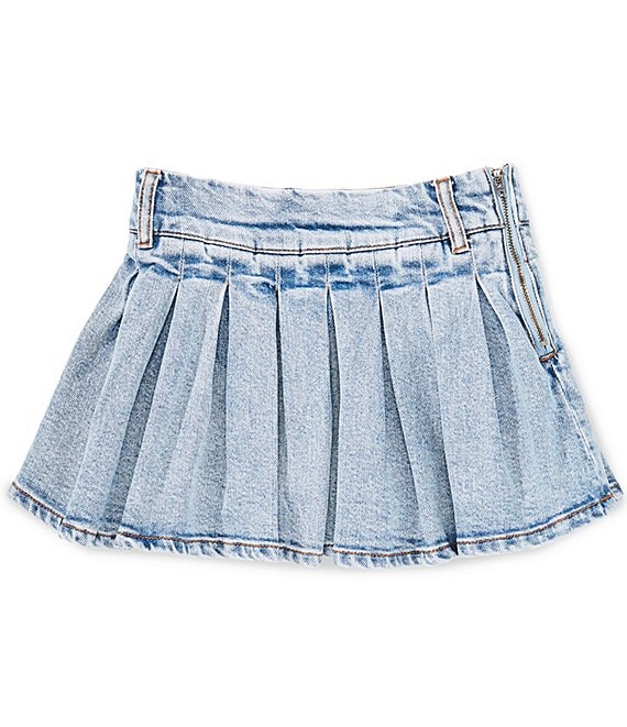 GB Little Girls Pleated Denim Mini Skirt