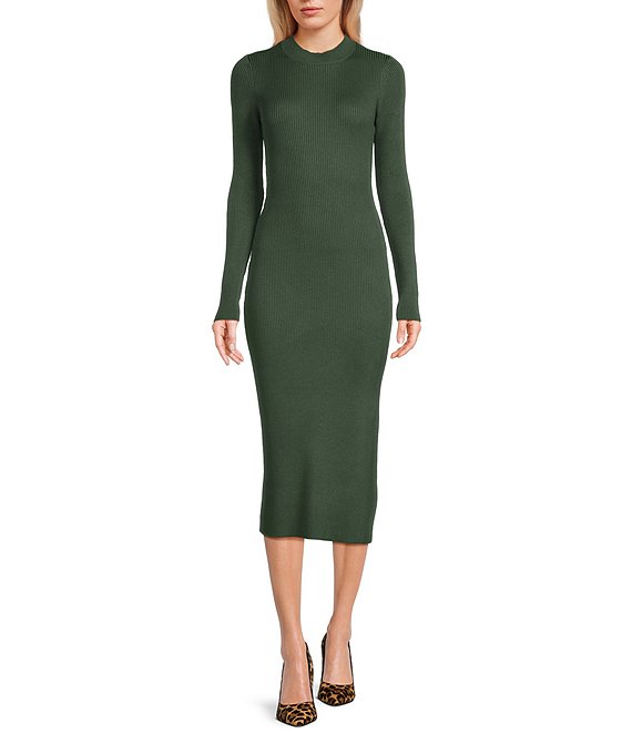 GB Long Sleeve Ribbed Midi Sweater Dress | Dillard's