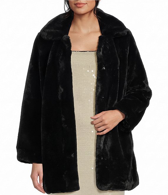 GB Oversized Faux Fur Coat, Black - Image 1