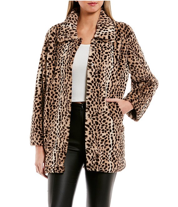 GB Oversized Leopard Print Faux Fur Jacket | Dillard's