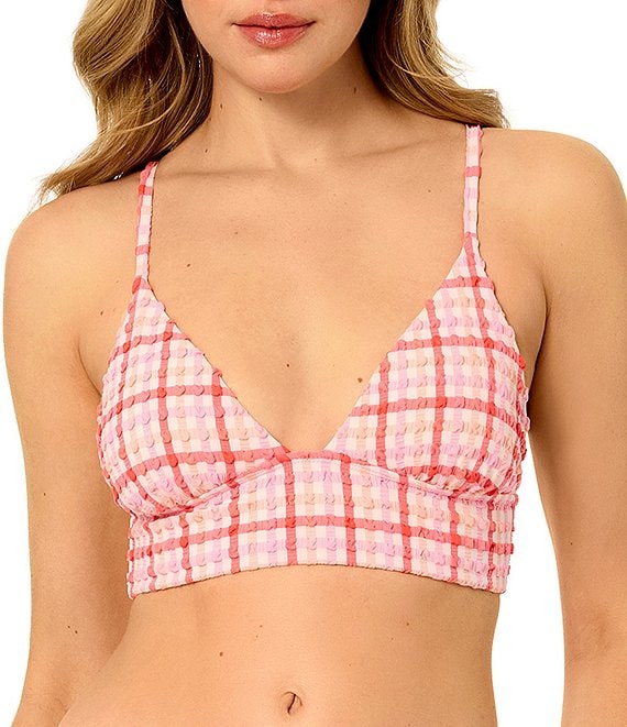 GB Seersucker Puff Midline Bralette Swim Top