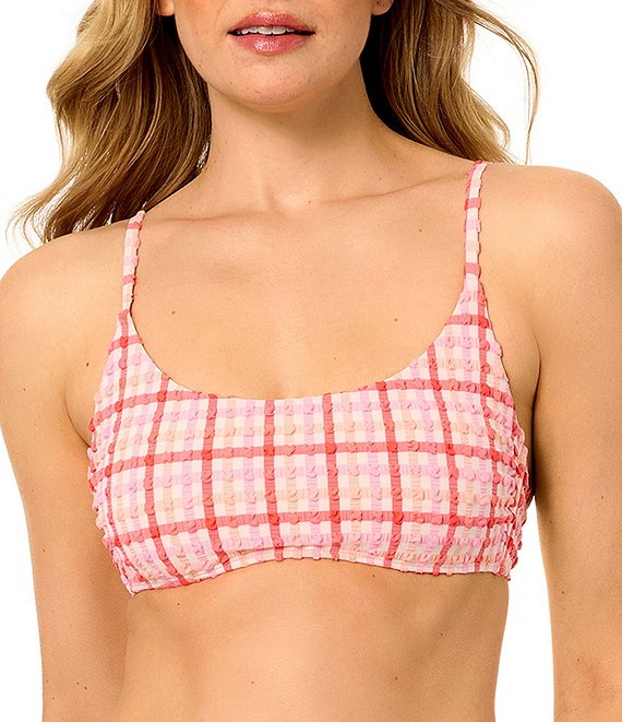 GB Seersucker Puff Scoop Bralette Swim Top