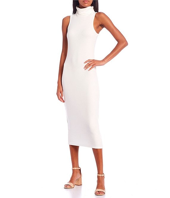 White ribbed midi top dress