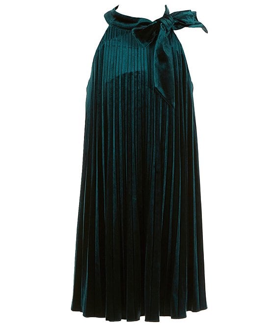 O-Neck Velvet Pleated Maxi Dress O-Neck Velvet Pleated Maxi Dress