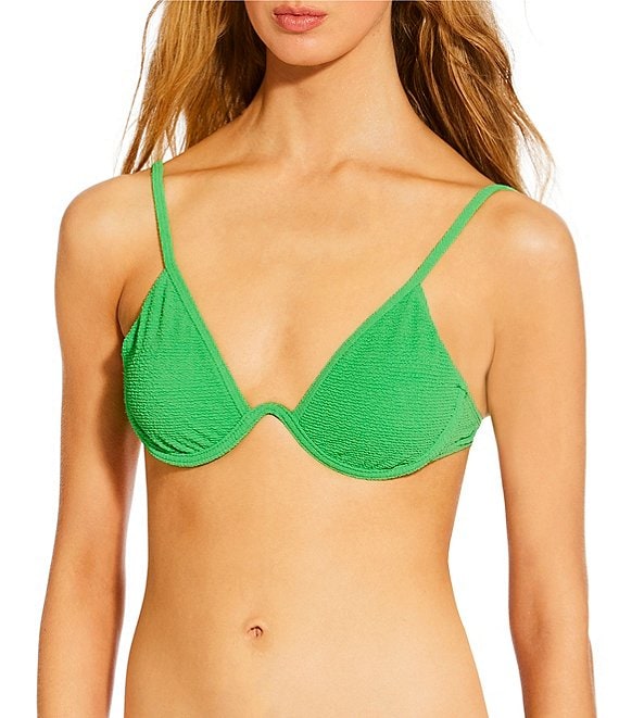 GB Solid Scrunchie Textured Triangle Underwire Swim Top