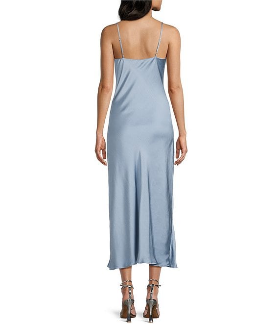 grey slip dress midi The Crinkle Slip Dress
