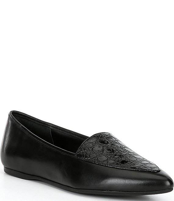 GB Stand-By Leather Crocodile Accent Pointed Toe Flats | Dillard's